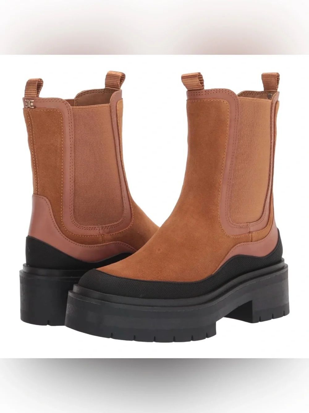 Sam Edelman Women's Chelsea Lug Sole Boots in Camel/New Whiskey Tan Suede sz 10